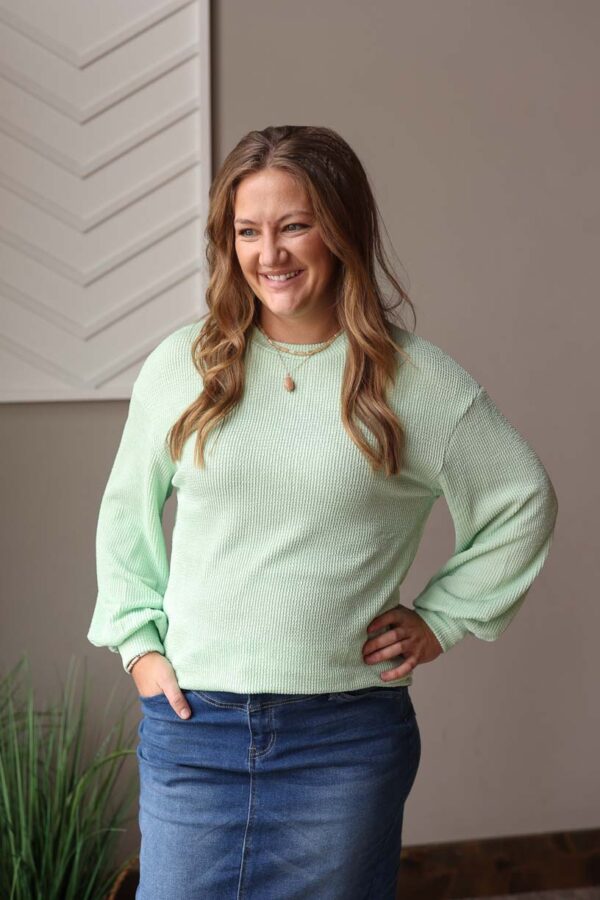 Lime Corded Ribbed Top