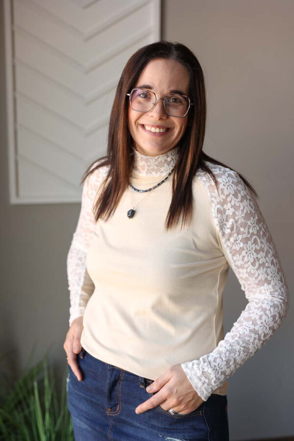 Beige Floral Lace Long Sleeve Top