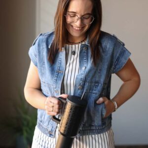 Denim Wash Button Up Vest Jacket