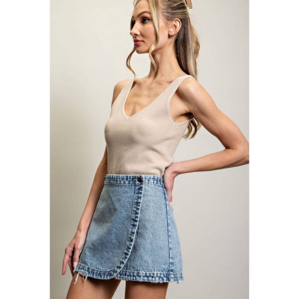 STONE WASHED WRAP MINI SKIRT