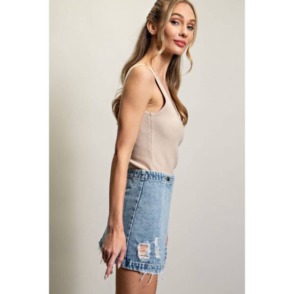 STONE WASHED WRAP MINI SKIRT