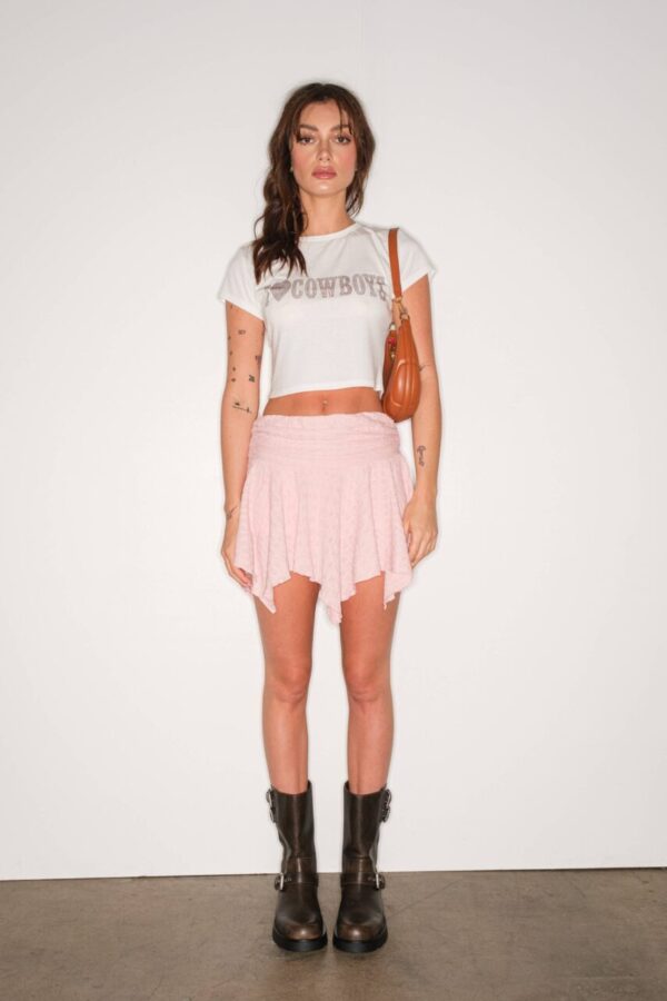 TEXTURED KNIT POINTED HEM SKORT