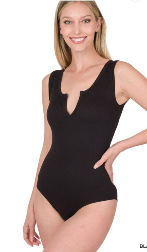 Zenana Split Neck Bodysuit