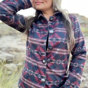Shop Iowa Sterling Kreek “Rebel” Aztec Print Western Jacket — Striking Red & Black Aztec with Buffalo Buttons Sterling Kreek “Rebel” Aztec Print Western Jacket — Striking Red & Black Aztec with Buffalo Buttons
