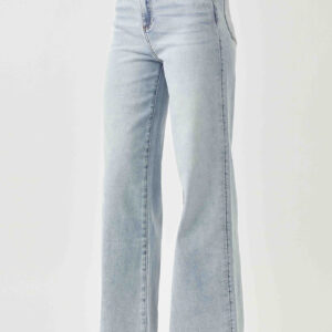 Risen Light Wash High Rise Wide Leg Jeans