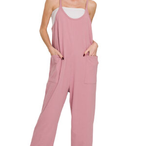 Spaghetti Strap Knit Jumpsuit – Lt Rose