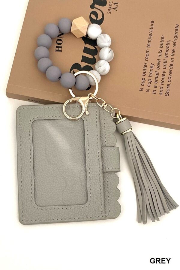 Beaded Bracelet Keychain Wallet – Gray