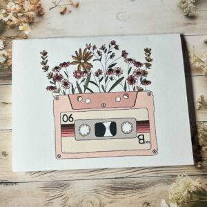 Cassette with flowers card