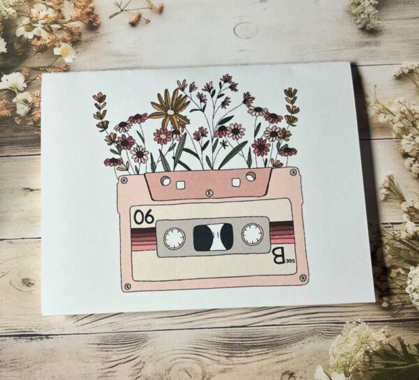 Cassette with flowers card