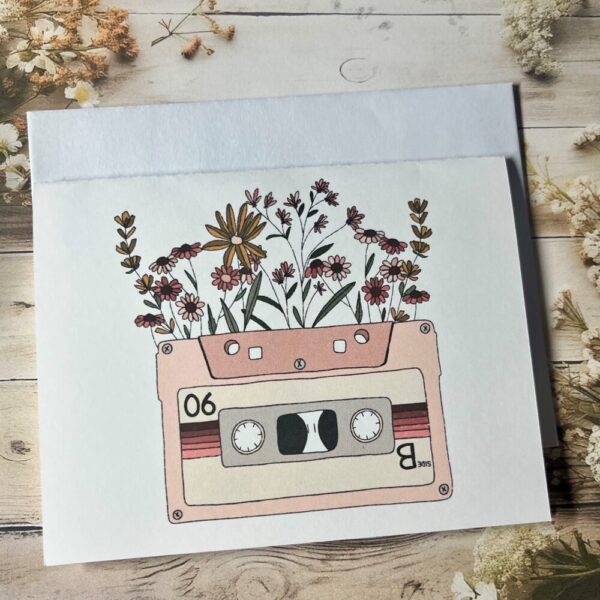 Cassette with flowers card