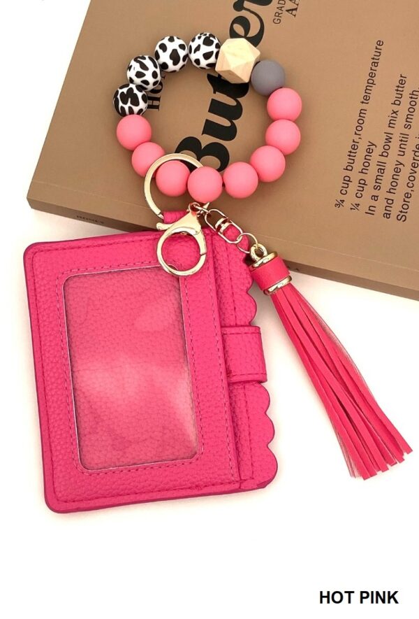 Beaded Bracelet  Keychain Wallet – Hot Pink