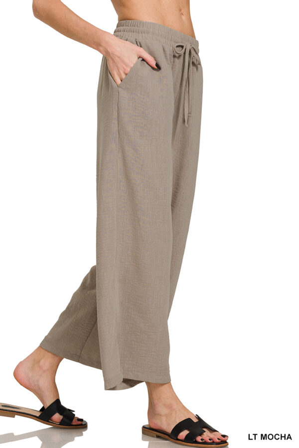 Woven Crepe Drawstring Crop Pants – Lt. Mocha