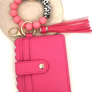 Beaded Bracelet  Keychain Wallet – Hot Pink