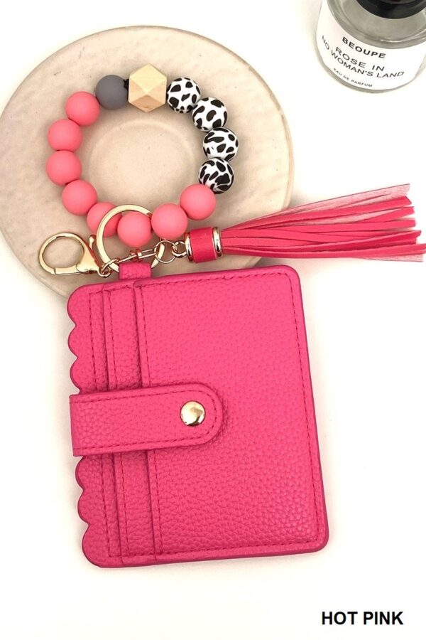 Beaded Bracelet  Keychain Wallet – Hot Pink