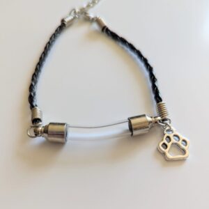 Glass Vile Urn Cremation Bracelet with Paw Charm