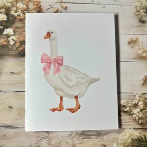 Goose with pink bow card