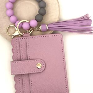 Beaded Bracelet Keychain Wallet – Lavendar