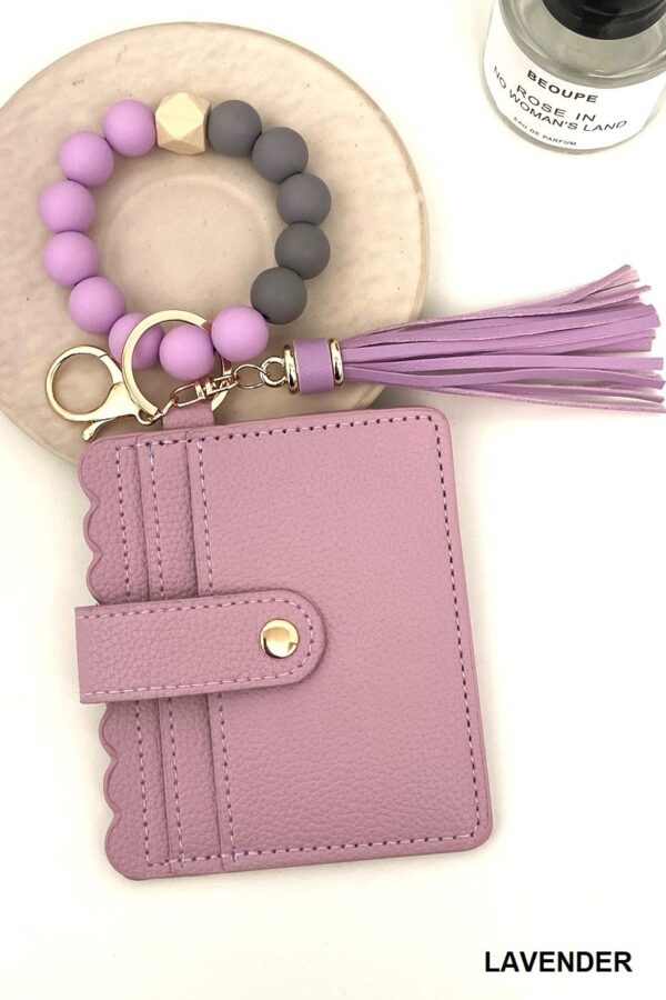 Beaded Bracelet Keychain Wallet – Lavendar