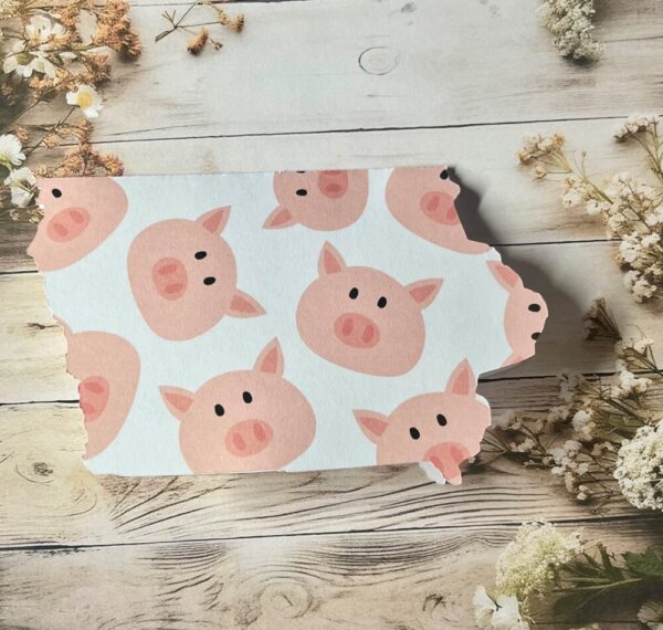 Iowa card with pig faces