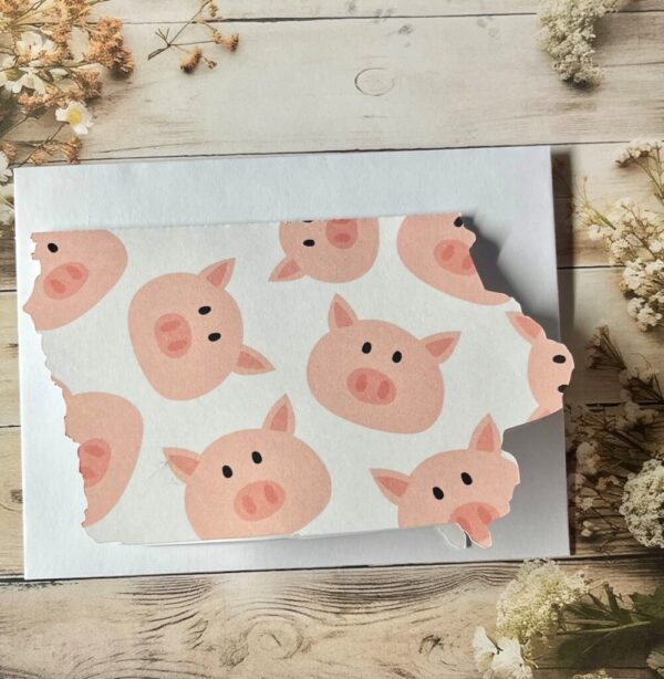 Iowa card with pig faces