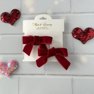 Set of 2 Red Velvet Hair Bows