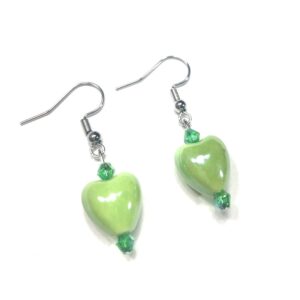 Handmade Green Heart Women’s Earrings for St. Patrick’s Day