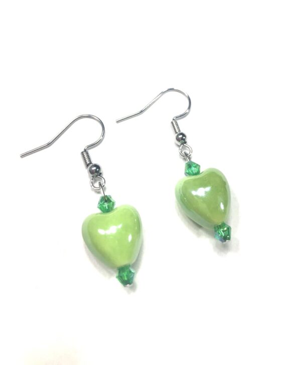 Handmade Green Heart Women’s Earrings for St. Patrick’s Day