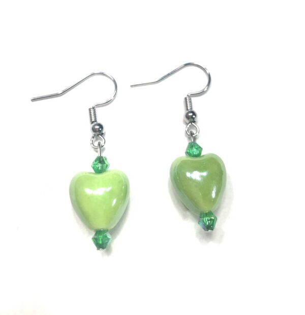 Handmade Green Heart Women’s Earrings for St. Patrick’s Day