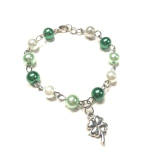 Handmade Green & White Shamrock Women’s Bracelet