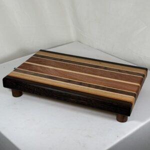 Cutting Board w/ Wood Feet – White Oak, Ebony, Maple, Cherry, Walnut, and Mahogany