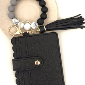 Beaded Bracelet Keychain Wallet – Black