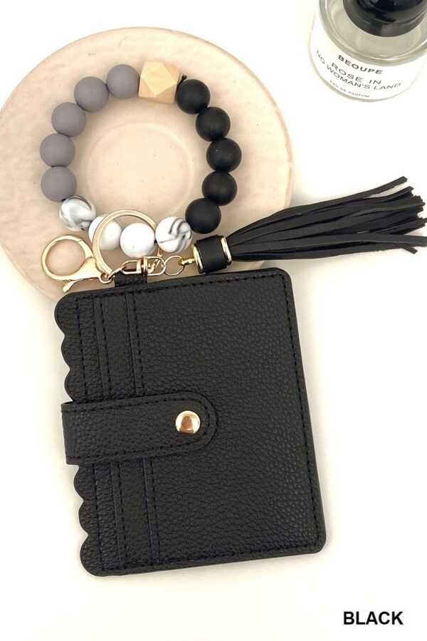 Beaded Bracelet Keychain Wallet – Black