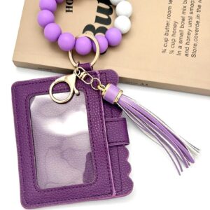 Beaded Bracelet Keychain Wallet – Purple