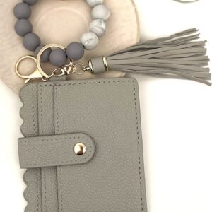 Beaded Bracelet Keychain Wallet – Gray