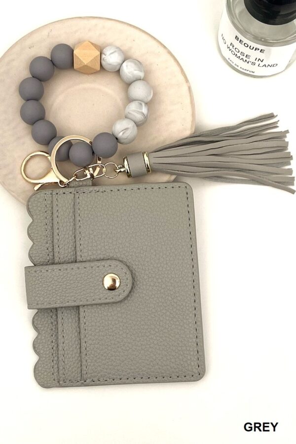 Beaded Bracelet Keychain Wallet – Gray