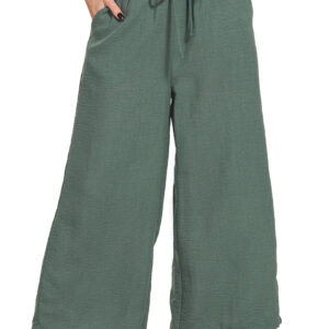 Woven Crepe Drawstring Crop Pants – Ash Jade