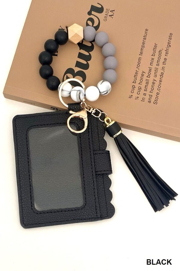 Beaded Bracelet Keychain Wallet – Black