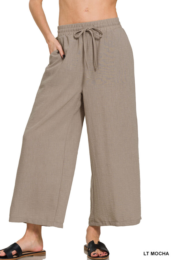 Woven Crepe Drawstring Crop Pants – Lt. Mocha