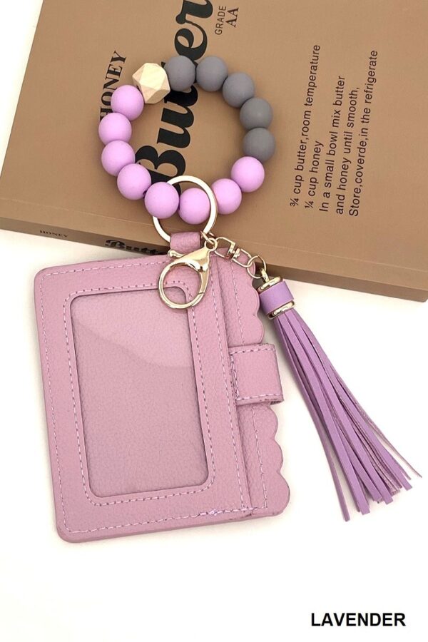 Beaded Bracelet Keychain Wallet – Lavendar