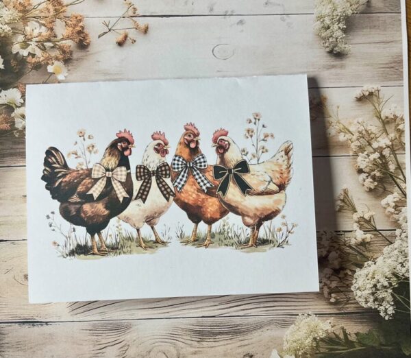 Chickens with bows card