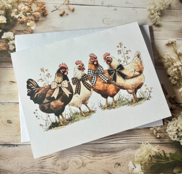 Chickens with bows card