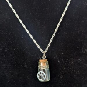 Glass Bottle Cremation Urn for Loss of Pet Necklace