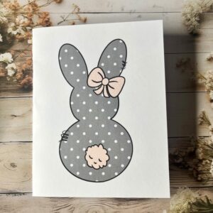 Gray polka dot bunny card