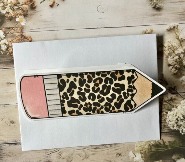 Leopard print pencil shaped card