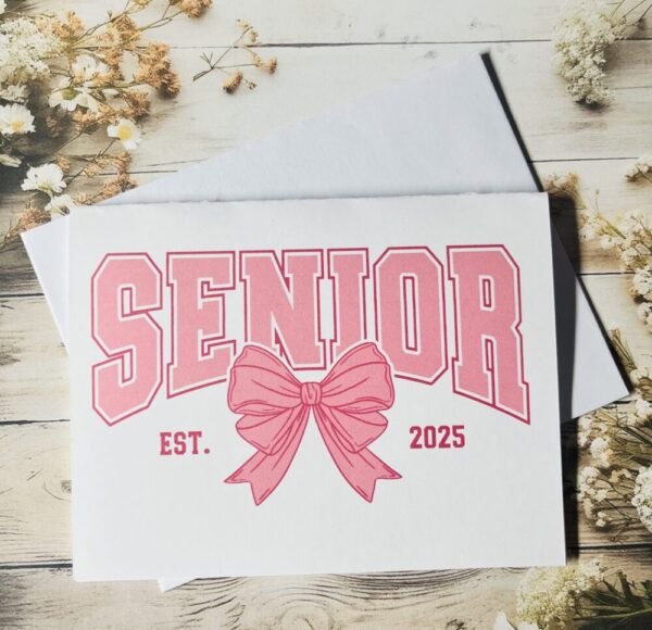 Senior 2025 pink bow card