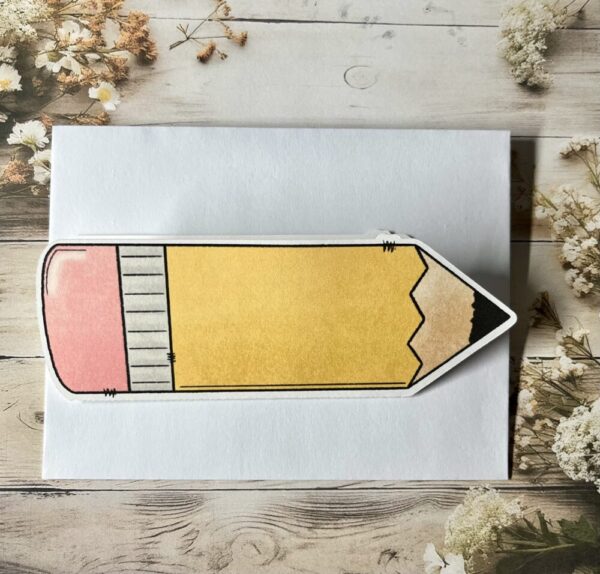 Yellow pencil shaped card