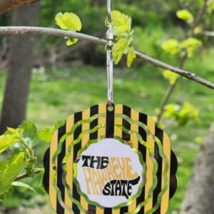 Mini Iowa The Hawkeye State Metal Wind Spinner Double Sided 360 Swivel