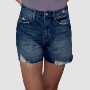 Irelynne- Dark Wash – High Rise Denim Shorts