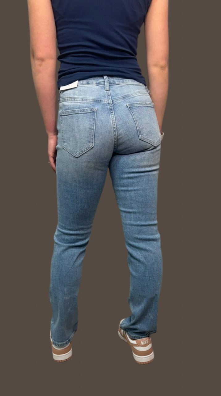 Janine Mid Rise Straight Jeans with Knee Rips by Jelly Jeans