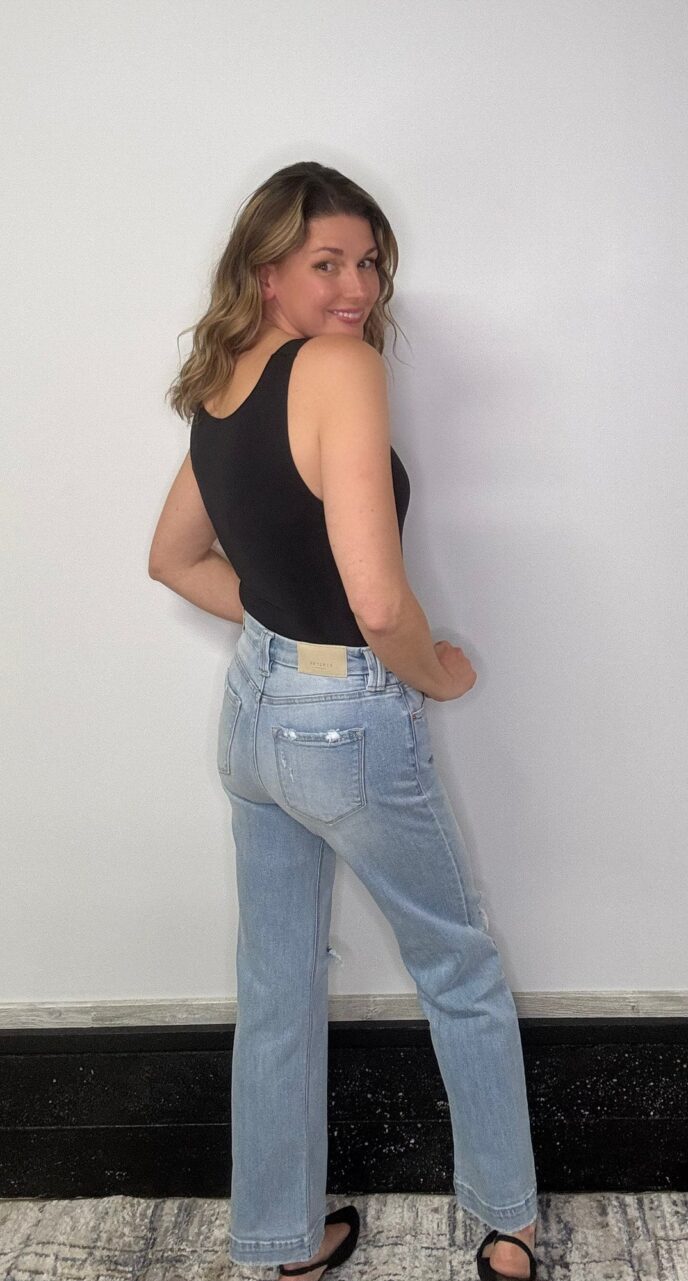 Alondra Tummy Control High Rise Relaxed Straight Leg Jeans Artemis ...